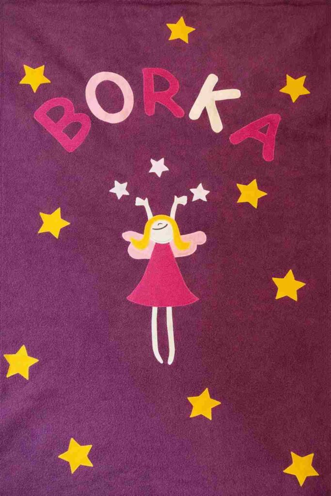 Baboo-Tündér csillagokkal névre szóló gyermek takaró mályvarózsaszín alapon